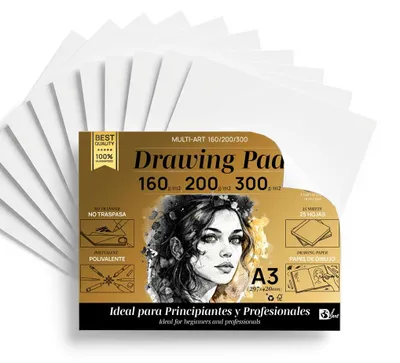 Zdjęcie produktu dla SIDI - Blok rysunkowy A3, profesjonalny, gramatura: 160 g/m², 200 g/m² i 300 g/m², papier do szkiców