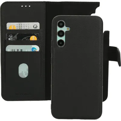 Produktbild von Mobiparts Handyhülle für Samsung Galaxy A34 Hülle Echtes Leder Abnehmbare 2in1 Klapphülle Geldbörse - Schwarz
