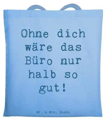 Produktbild von Mr. & Mrs. Panda Tote Bag Spruch Sekretärin Beste - Sky Blue - Geschenk, Tasche, Wertschätzung, Shopping, Aufmerksamkeit, Anerkennung, Bedanken, Liebe, Büchertasche