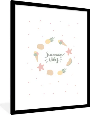 Produktbild von MuchoWow® Gerahmtes Poster Sommer - Obst - Muscheln 60x80 cm - Poster mit Schwarzem Bilderrahmen Wandposter Rahmen Foto Bilder - Wohnzimmer - Dekorationen - Prämie