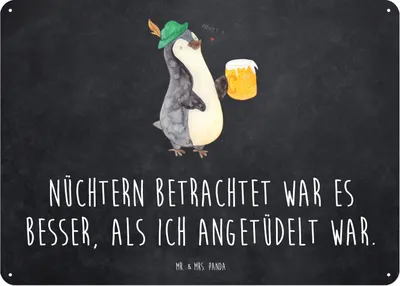 Produktbild von Mr. & Mrs. Panda tafel Pinguin Bier DIN A5 - Kreidetafel - Geschenk, Feierabend, Türschild, , Wandbild, Schild, Magnetschild, Beschwippst, Blechschild