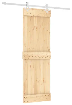 Zdjęcie produktu dla vidaXL Drzwi przesuwne w kolorze naturalnym i białym, 70 x 210 cm, z litego drewna sosnowego