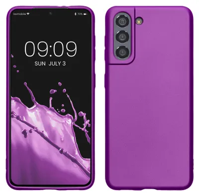 Produktbild von kwmobile Handyhülle für Samsung Galaxy S21 Hülle - Silikon Case metallisch schimmernd - Schutzhülle Cover - Metallic Violett