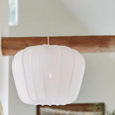 Obrázok produktu pre Závesná lampa - biela - Zubedo - textil - Ø 60cm - E27 - 2979243 - Light & Living