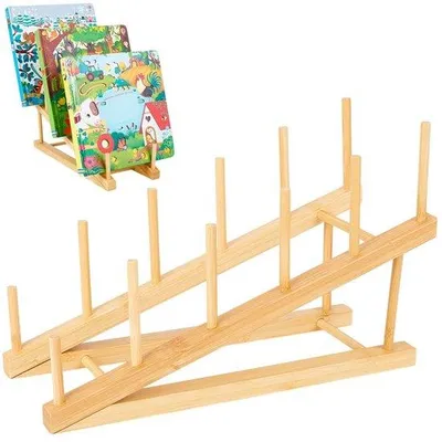 Immagine prodotto di Piccolo scaffale in legno a 5 scomparti, ideale per libri per bambini, riviste e brochure, dimensioni 13,2 x 30,7 x 19,5 cm