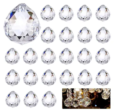 Produktbild von 24 Stück Kristalle zum Aufhängen, 0.8"/20mm Kristall Sonnenfänger, Funkeln Prisma Kristalle, Sonnenfänger Kristall Fenster, Hängend