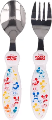 Produktbild von Mickey Mouse Besteck Set - Kinder Set 2-tlg Gabel und Löffel mit Kunststoffgriff