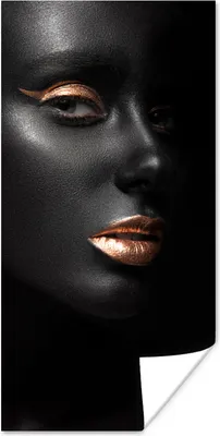 Produktbild von MuchoWow® Poster Schwarz - Gold - Frau 20x40 cm - Plakat - Foto