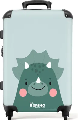 Obrázek produktu pro NoBoringSuitcases.com® Velký kufr - Dino - Zelený - Zvířata - Chlapci - Design - Kombinovaný zámek TSA - Pevná skořepina na kolečkách - 72 litrů - Cestovní kufr - 66 cmKufr střední 67x43x25 cm, 72L,