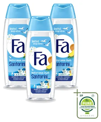 Image de 3 flacons de gel douche "Fa Mediterranean Jewels Santorini" - 250 ml - Pack économique - 3 pièces