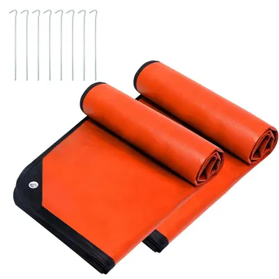 Image de Couverture de survie réutilisable orange haute visibilité, film isolant pouvant servir de tapis de sol pour tente ou d'abri en hiver et en cas d'urgence lors de vos déplacements