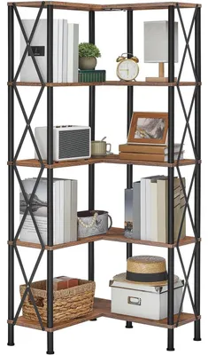 Produktbild von Bücherregal Eckregal 5 Ebenen Vintagebraun 60 x 60 x 149 cm