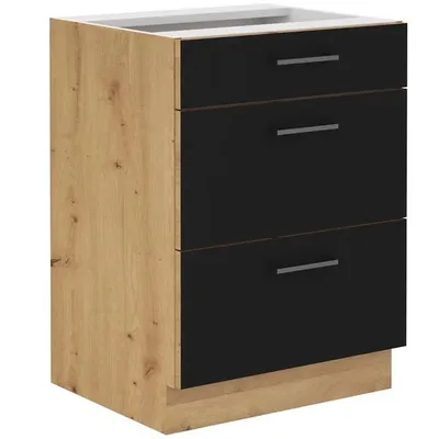Obrázek produktu pro Šuplíková skříňka MALILA - šířka 60 cm, černá / dub artisan