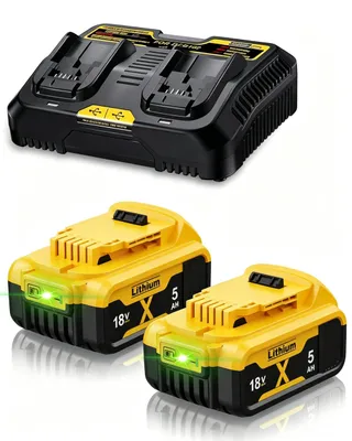 2er-Pack 5000mAh Ersatzakku 18V + 6A Ladegerät LED
