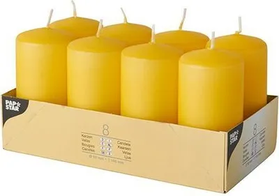 Produktbild von 48 Papstar Stumpenkerzen Ø 50 mm, 100 mm goldgelb 17986