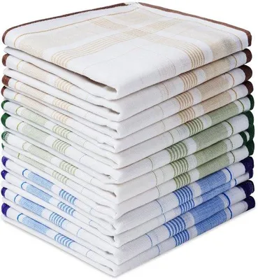 Productafbeelding van Ibenzoa® Heren zakdoekenset – 12 stuks, 3 kleuren, klassiek streepdesign, mix van polyester en katoen, wasbaar en herbruikbaar