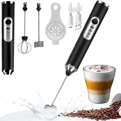 Milchaufschäumer, USB-wiederaufladbar, 3 Geschwindigkeiten, Edelstahl
