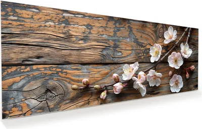 Produktbild von Glasbild 125x50cm in XXL für Wohnzimmer, Schlafzimmer Motiv Kirschblüten Holz