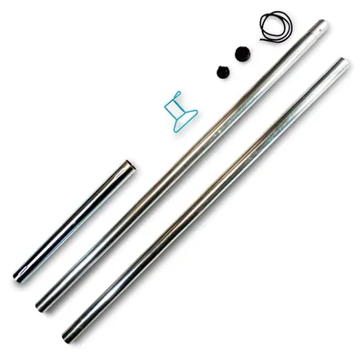 Produktbild von sunprotect 83203 Stahlmast-Set für Sonnensegel, 2-teilig, zerlegbar, Höhe 2,5 m, Ø 5 cm, Wandstärke 15 mm, silberfarben (1 Set, 2-teilig)