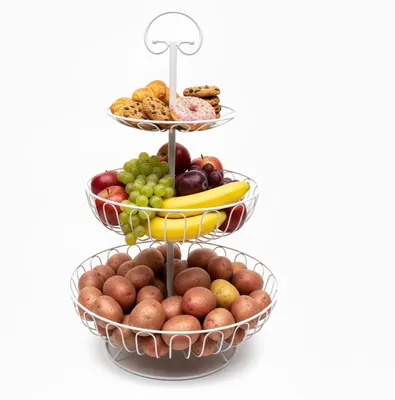 Produktbild von Obstschale Obstkorb Etagere - 3 Etagen - Metall - Schwarz - 47 x 30 cm