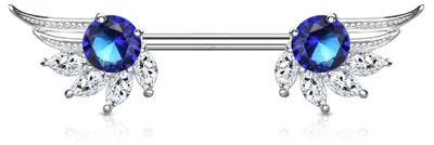 Produktbild von Brustpiercing Nippel Piercing Engelsflügel Klar/Blau
