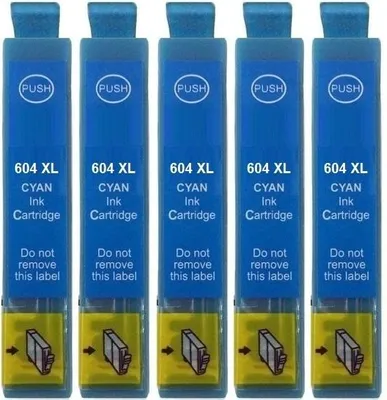 Produktbild von 5 x kompatible Tintenpatrone 604 XL Cyan für Epson Expression Home XP-2200 2205 3200 3205 4200 4205 WorkForce WF-2910 2930 2935 2950