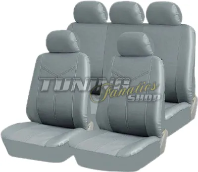 Zdjęcie produktu dla Pokrowce na siedzenia samochodowe z imitacji skóry premium GREY SET do wielu pojazdów