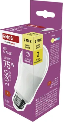 LED Lampe Classic A60 / E27 / 10,5 W (75 W) / 1 060 lm / Warmweiß / Stufendimmung