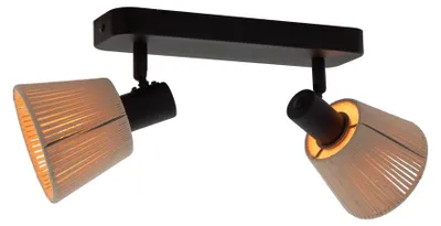 Productafbeelding van Plafondlamp Seagard zwart met rotan 2-lichts