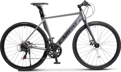 Image de Vélo de course AIORBER, guidon galbé, cadre en aluminium, roue avant amovible, dérailleur 2x7 vitesses, système de câbles intégré, 141 x 73 x 20 cm, gris