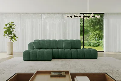 Produktbild von ALTDECOR Ecksofa mit Schlaffunktion und Bettkasten OLEA-L2-S - 321x164x75cm Grün - Corner Sofa Eckcouch Couch L-Form, links/rechts angeordnet Schlafcouch Ausziehbar Wohnlandschaft