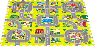Immagine prodotto di Tavolo da gioco in legno per bambini, città con 9 elementi, dimensioni 90,5x90,5 cm, marca IPLAY