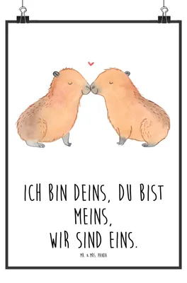 Produktbild von Mr. & Mrs. Panda Bild Capybara Liebe DIN A0 - Weiß - Geschenk, Wandbild, Valentinstag, Lustige Sprüche, Posterdruck, Liebesspruch, Beziehung, wanddeko, drucke, Plakat