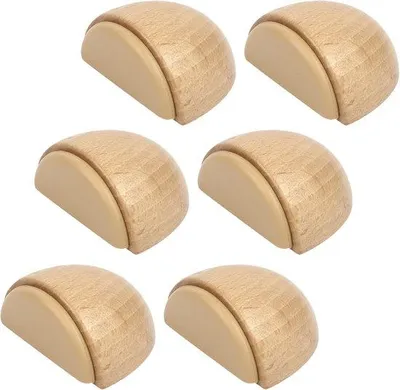 Imagen del producto de Juego de 6 topes de puerta autoadhesivos de madera para suelos y parquets. Topes de puerta autoadhesivos