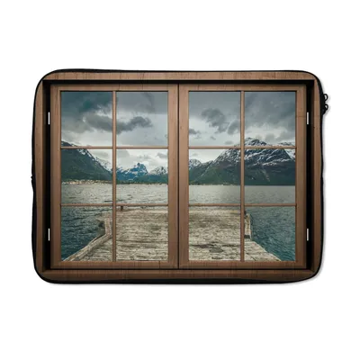 Produktbild von MuchoWow® Laptop Hülle 14 ZollAussicht - Wasser - Berge Laptoptasche - Laptoptasche - Stoßsicher - Schutzhaube