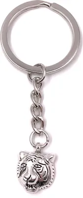 Image de Onwomania Porte-clés Tigre Tête de tigre Animal Panthère Pendentif métal Charm