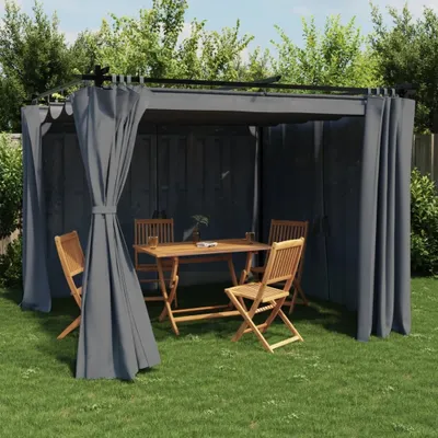 Produktbild von CLORIS Pavillon mit Vorhängen Anthrazit 3x3 m Stahl - Pavillons & Partyzelte 4003918