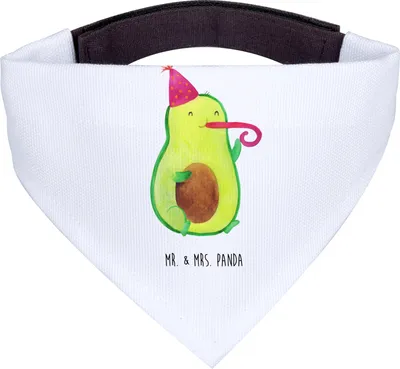 Produktbild von Mr. & Mrs. Panda Hund Halstuch Avocado Feier - Weiß - Geschenk, Bandana für Hunde, Tröte, Tuch, Geburtstag, Party, Hundehalstuch, Fete