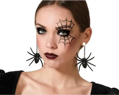 Image de Atosa Boucles d'oreilles araignée Halloween Noir Noir One Size