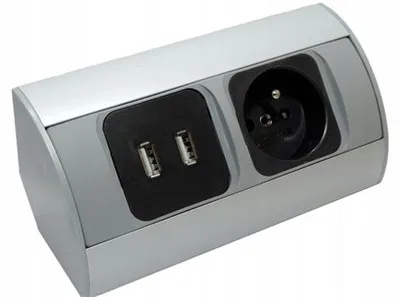 Obrázek produktu pro Povrchová zásuvka ORNO OR-AE-1310, 1x 230V, 2x USB nabíjecí, barva stříbrná