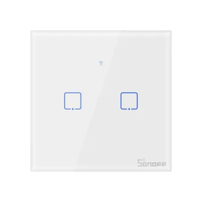 Produktbild von Sonoff T1EU2C-TX Smart Wall Switch, 2-Kanal Wand-Schaltaktor, weiß, ohne Rahmen, WiFi + 433MHz
