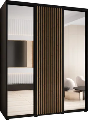 Produktbild von MEBLE KRYSPOL Lanko 2 Schrank mit 3 Schiebetüren  - 235,2x200x60 cm - Schwarz Schwarz Artisan
