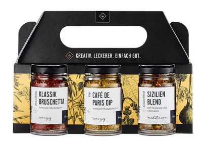 Produktbild von Geschenkbox Kräuter Set Wajos | Gewürz Geschenkset mit Bruschetta & Dips
