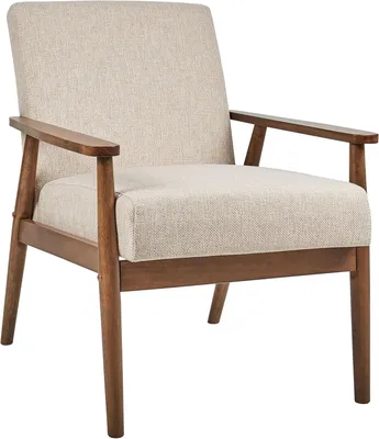Produktbild von Retro-Sessel Esrum in Beige und Dunkelbraun mit Armlehnen