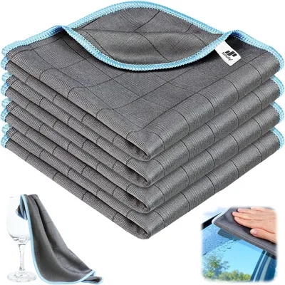 Imagen del producto de Paños de microfibra para limpieza, sin dejar marcas, de 30 x 30 cm, paquete de 4 unidades, ideales para cristales y ventanas