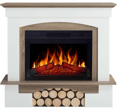 Obrázek produktu pro Elektrický krb ArtiFlame Woodley AF23S bílá / dub šedý - Elektrický vestavný krb 1800 W, realistický efekt plamene LED, funkce topení, dálkové ovládání