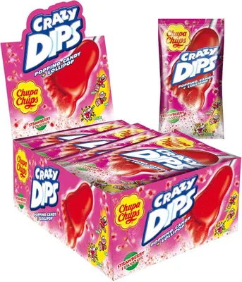 Obrázek produktu pro Chupa Chups Crazy Dips lízátka s jahodovou příchutí 14g 24 balení
