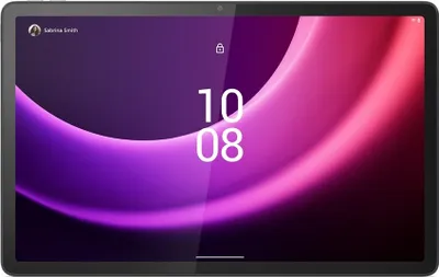 A tablet displaying a lock icon and the time.