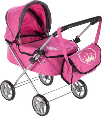 Produktbild von MalPlay Puppenwagen Little Princess | Kinderwagen Puppen zusammenklappbar | Kinderwagen Spielzeug für Puppen bis ca. 45 cm | ab 3 Jahren | mit Prinzessin - Motiv
