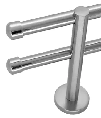 Produktbild von Gardinenstange mit Wandhalterung I Metall Edelstahl Look 2-läufig Ø 16mm I H22